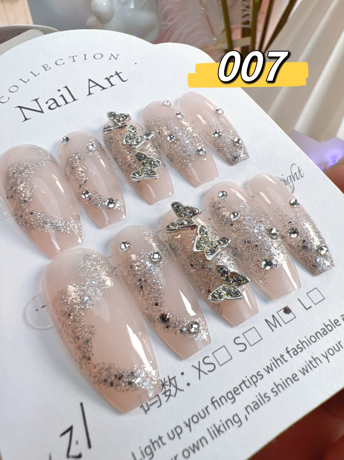 (24pcs) Long coffin press on nails with glue
