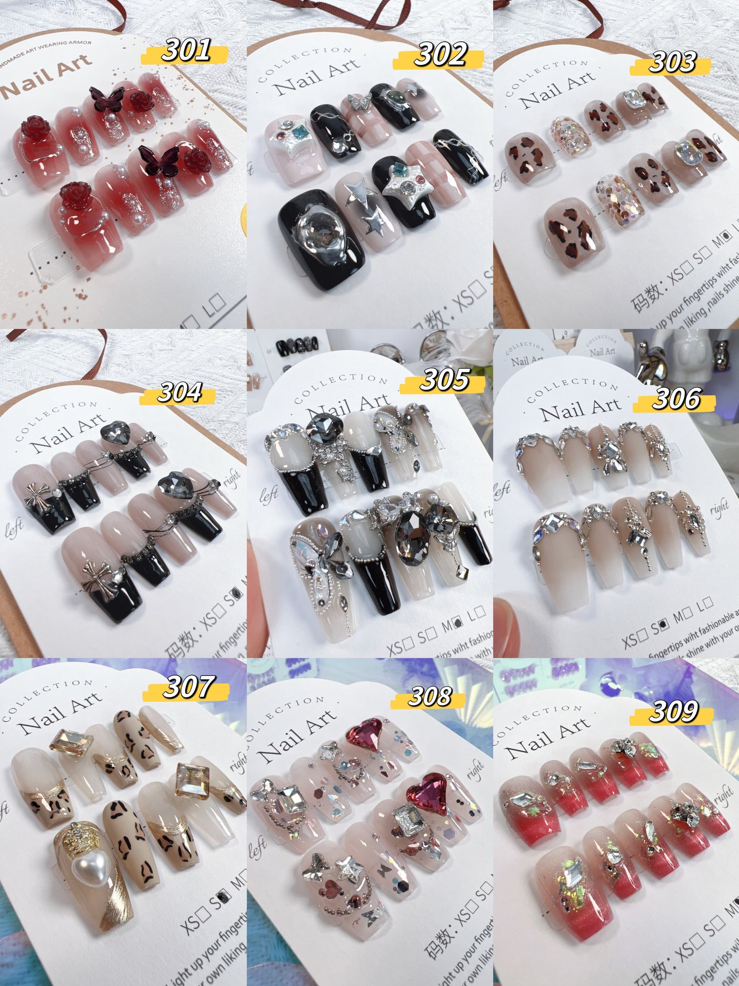 Y2K style/ (10pcs) Handmade press on nails with glue and jelly glue